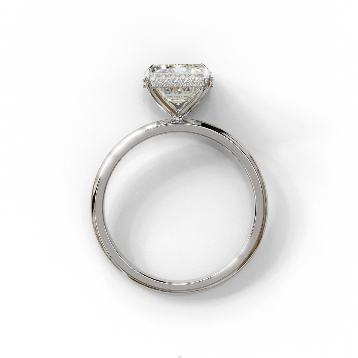 3 Carat E/VVS Emerald Cut Hidden Halo & Claw Setting Lab Grown Diamond Ring
