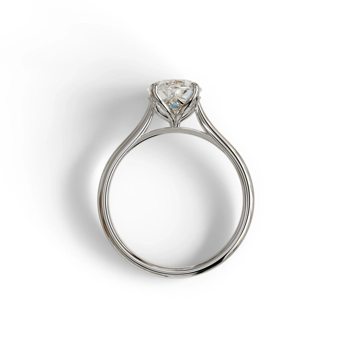 E VVS Oval Cut Hidden Diamond Solitaire Lab Grown Diamond Ring - Secrecy