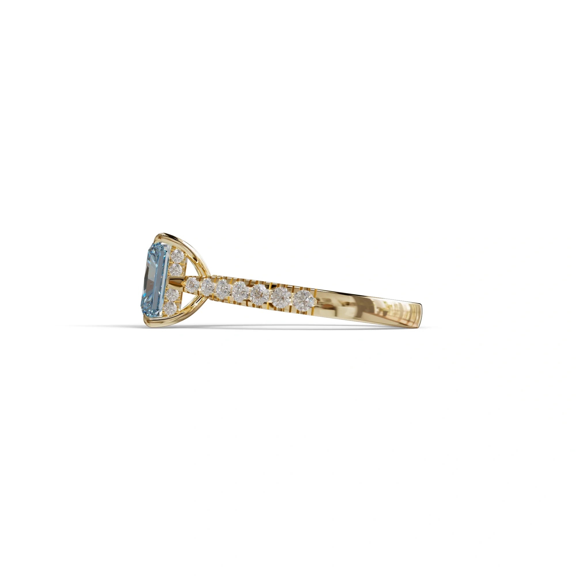 2 Carat Blue Radiant Cut Halo & Pave Lab Grown Diamond Ring- Asphalt