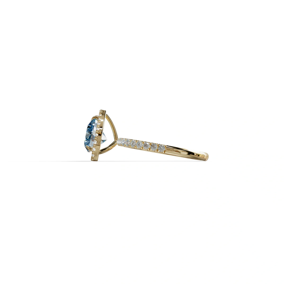 Blue Heart Cut Halo & Pavé Lab Grown Diamond Engagement Ring - Gelia