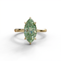3 Carat Green Marquise Cut Hidden Halo & Claw Setting Lab Grown Diamond Ring -Meraviglioso - 10K Solid Gold / Yellow