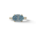 3 Carat Blue Color Oval Cut lab Grown Diamond Engagement Ring- Ellipse - 10K Solid Gold / Yellow Gold