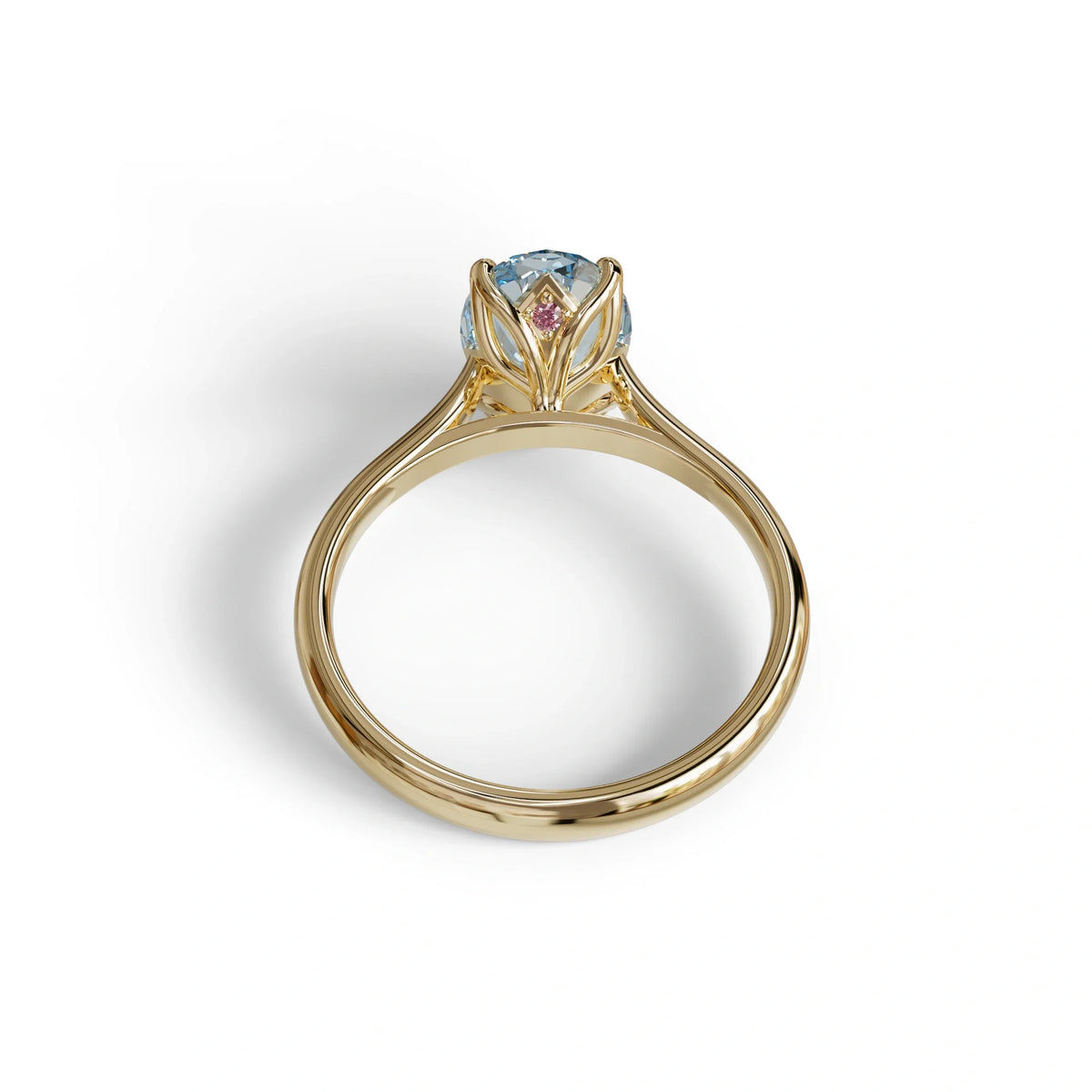 3 Carat Blue Lab Grown Diamond Oval Cut Engagement Ring | Secret Pink Diamond- Eclipse