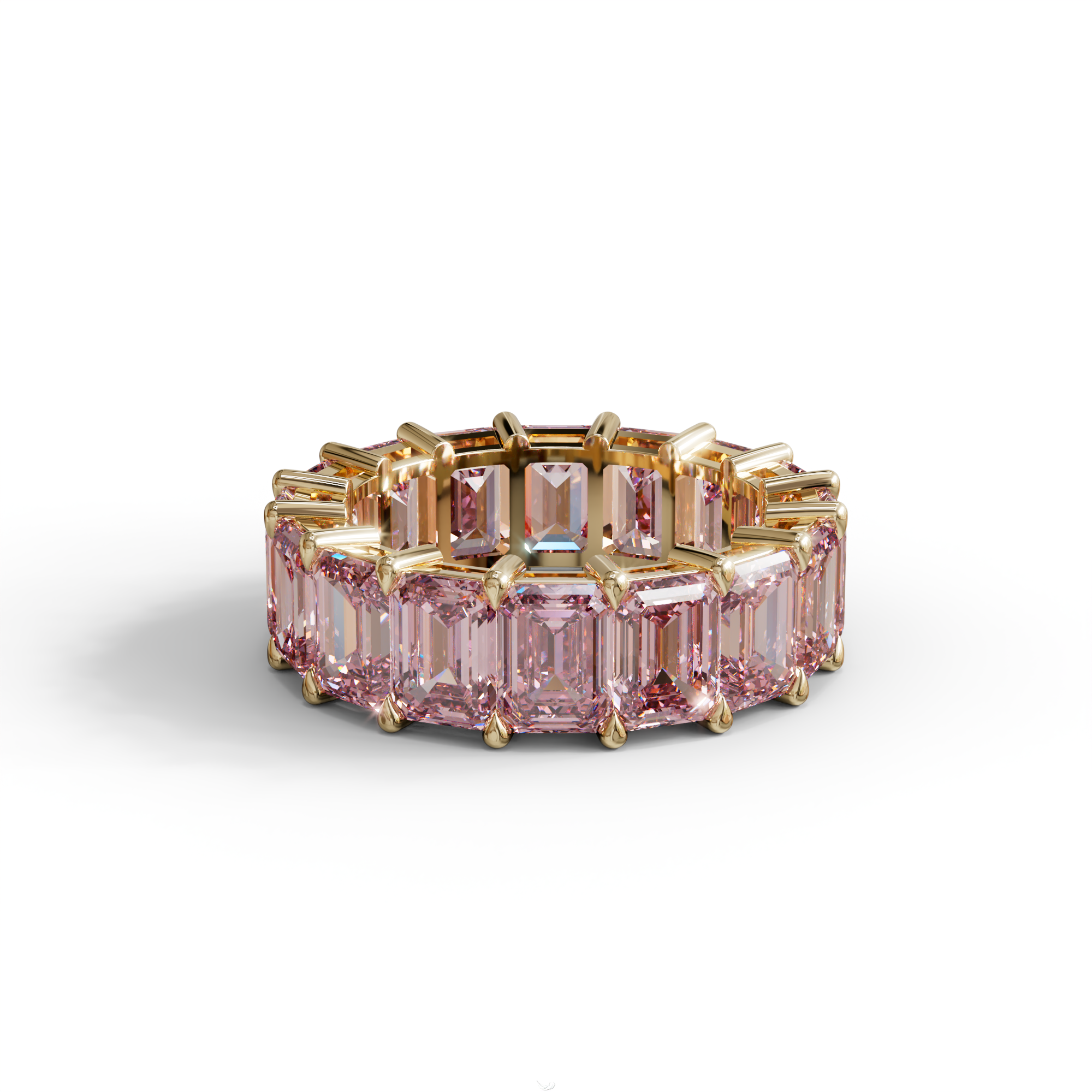 Lab‑Grown Pink Emerald‑Cut Diamond Band – Classic Full‑Eternity Style