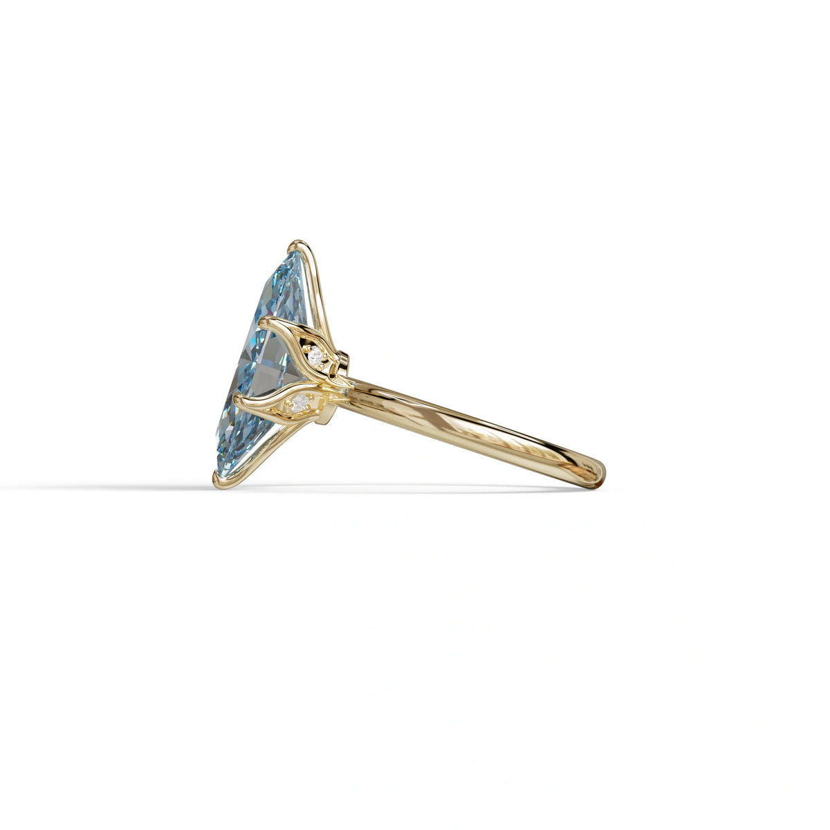 5 Carat Blue Lab Grown Diamond Engagement Ring · Marquise Cut Hidden Halo | Etoile - view 4