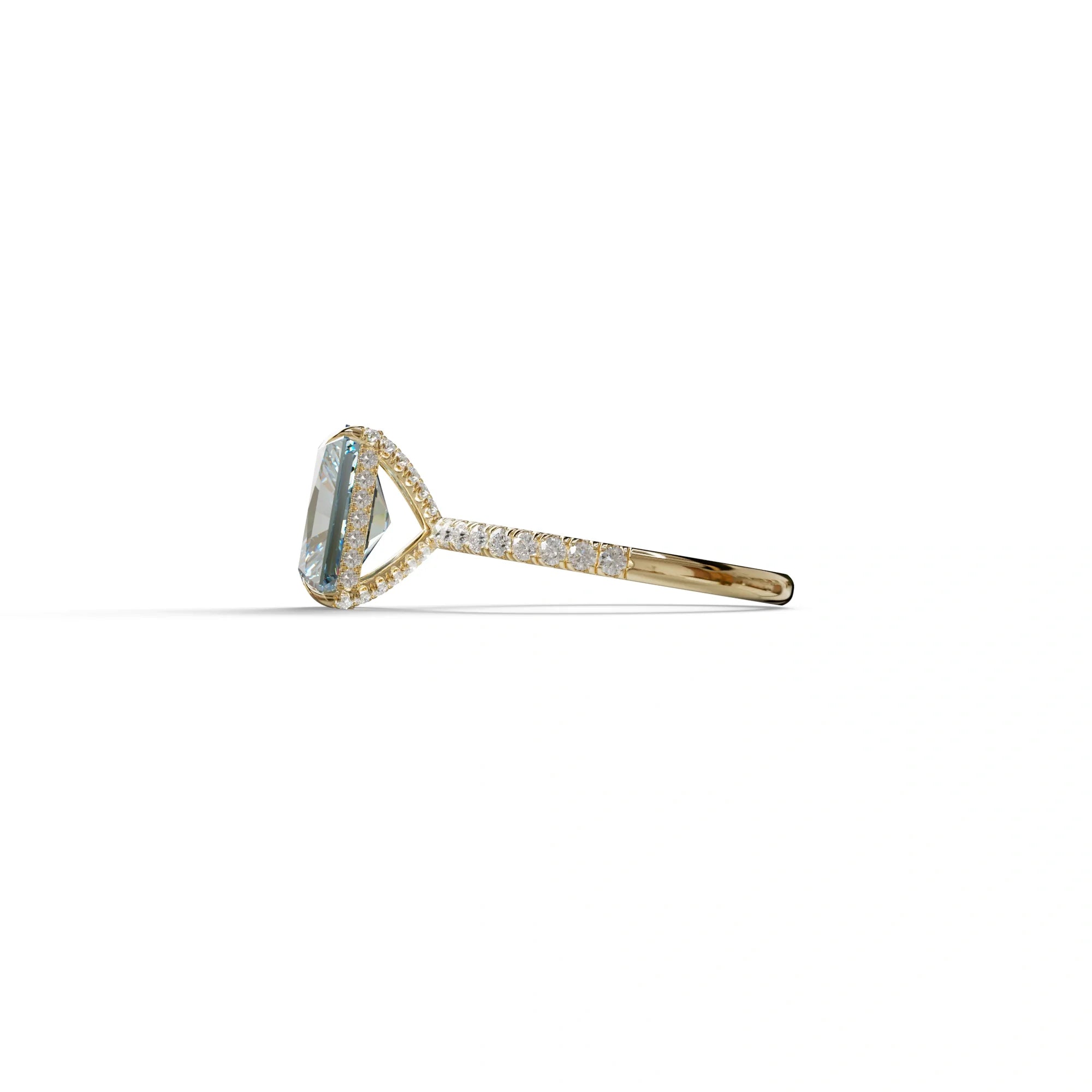 3 Ct Radiant Cut Blue Color Lab Diamond Ring - Monica