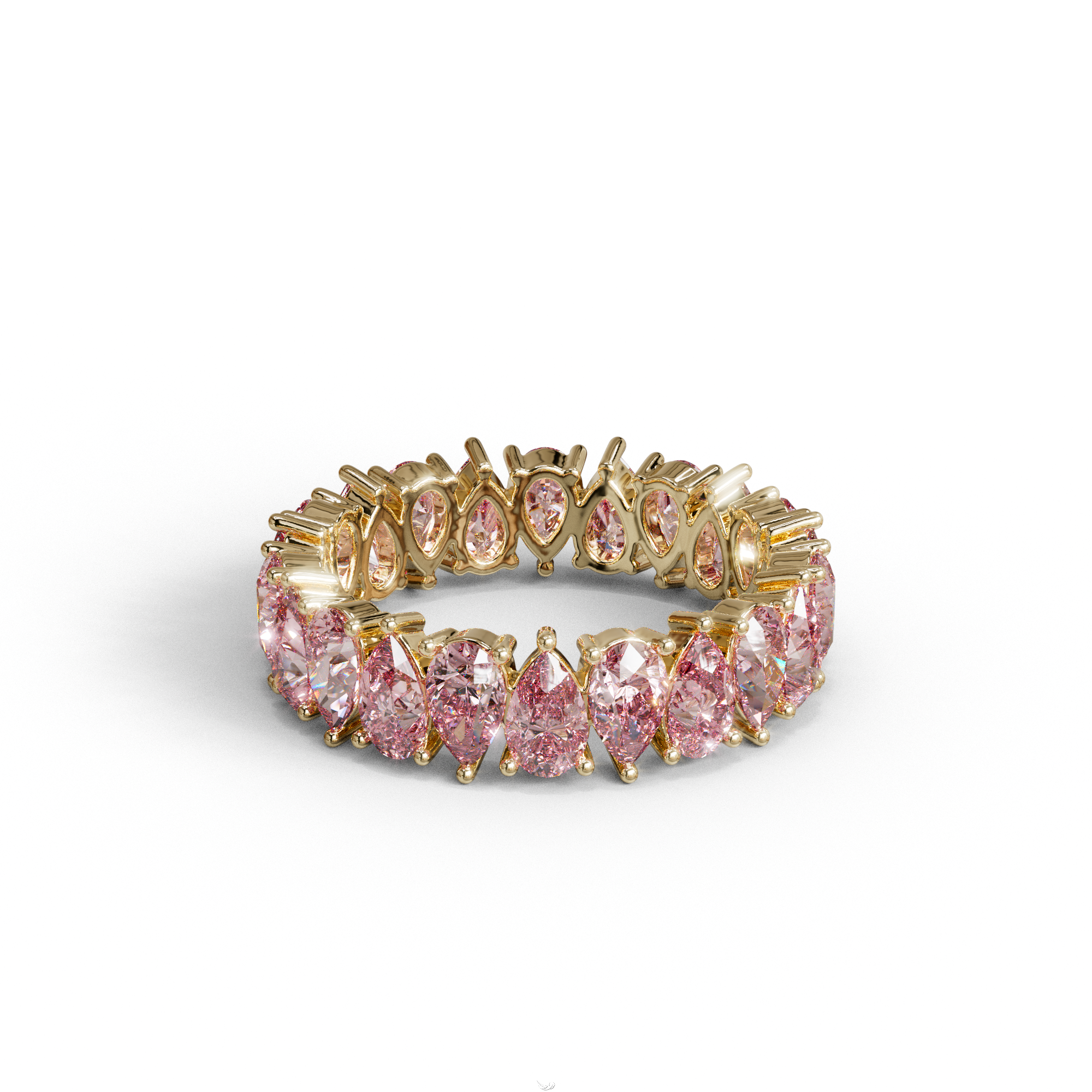 Pink Pear Diamond Full Eternity Band - Stackable Ring