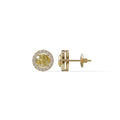 Ciera - Stunning Yellow Color Round Diamond Stud Earrings | Halo Setting | Certified