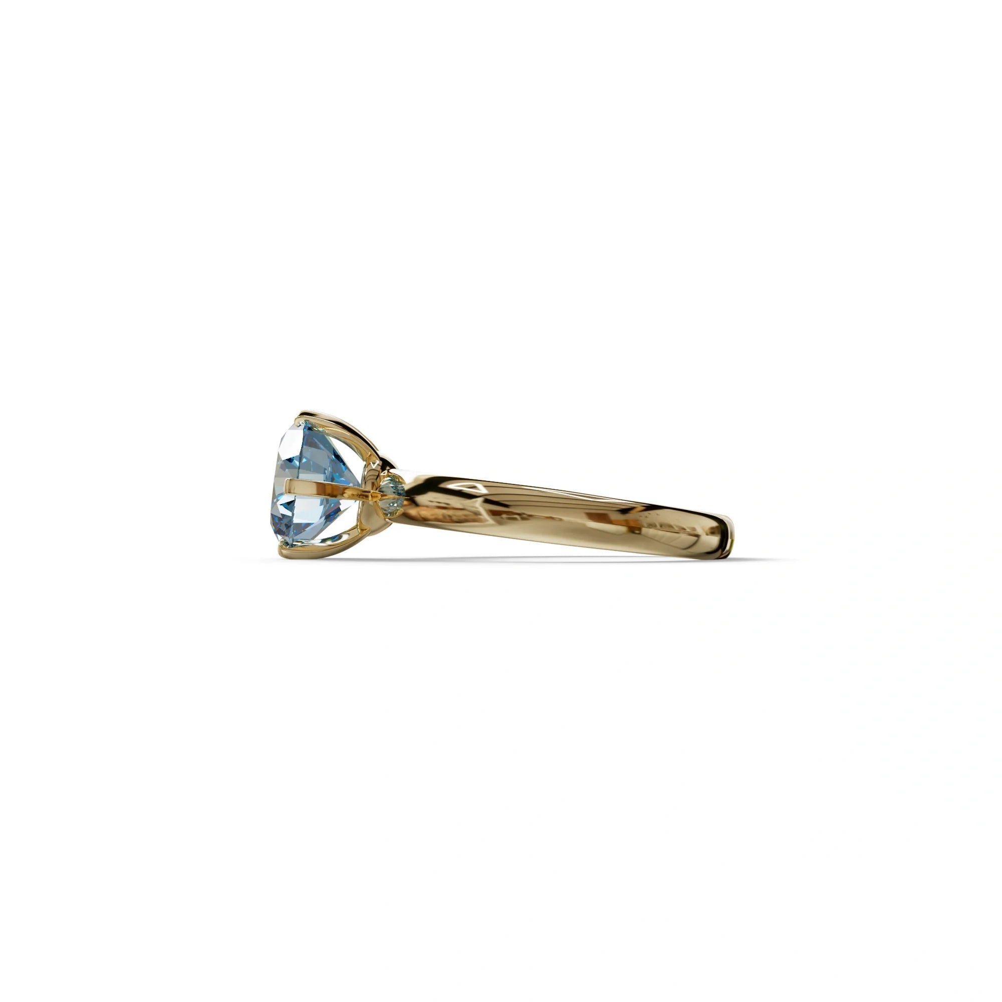 2 Carat Blue Round Cut Solitaire Lab Diamond Ring - Fury