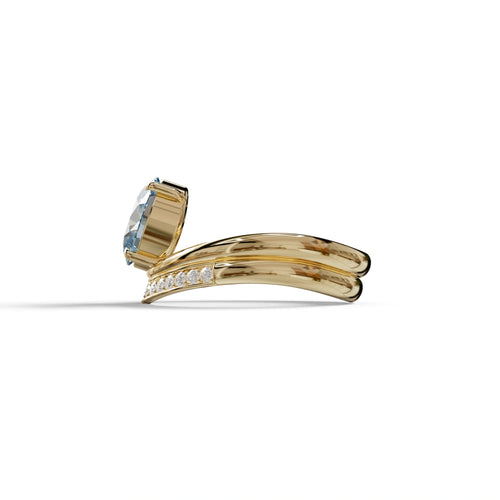 2 Carat Fancy Blue Oval Cut Lab Grown Diamond Ring | Curve Setting - Brilliance