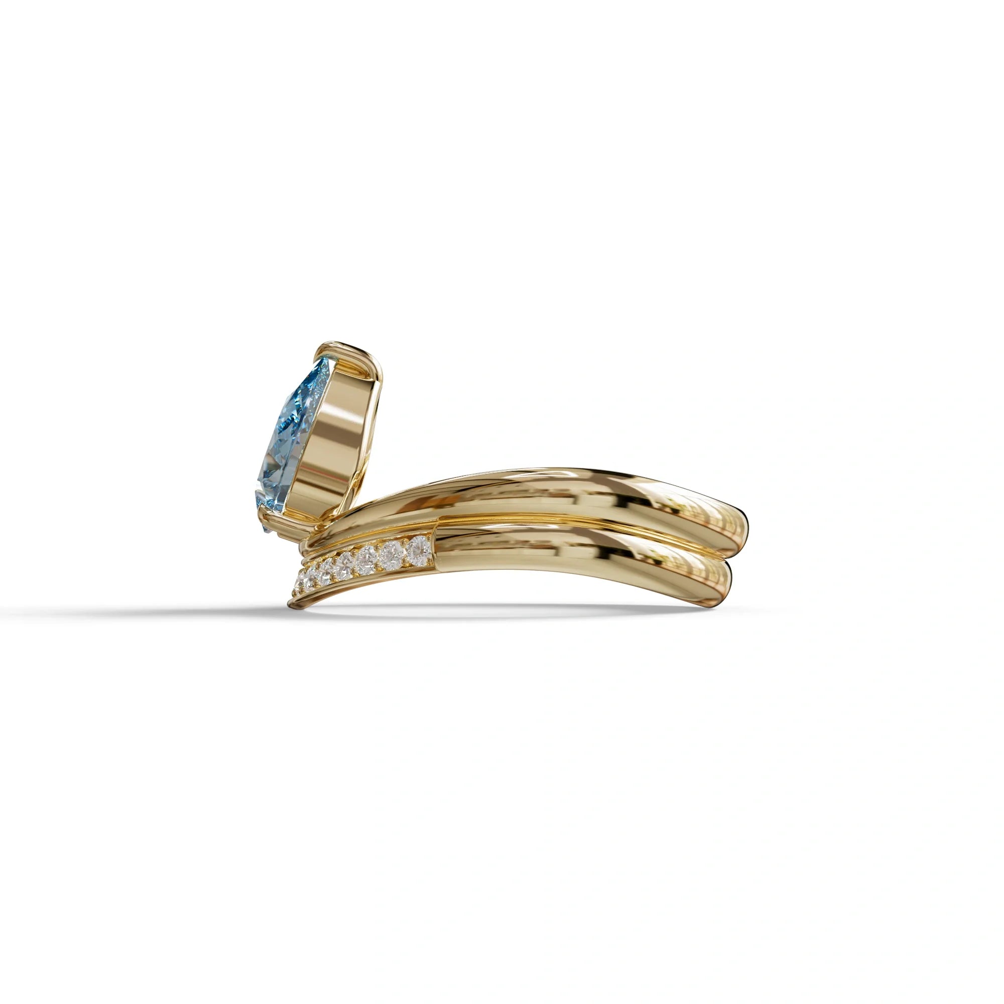 2 Carat Vivid Blue Color Lab Diamond Wedding Ring set - Gemini