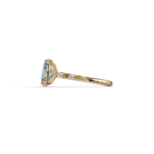 2 Ct Blue Oval Cut Lab Diamond In Space-Chanel Setting Ring - Celestial