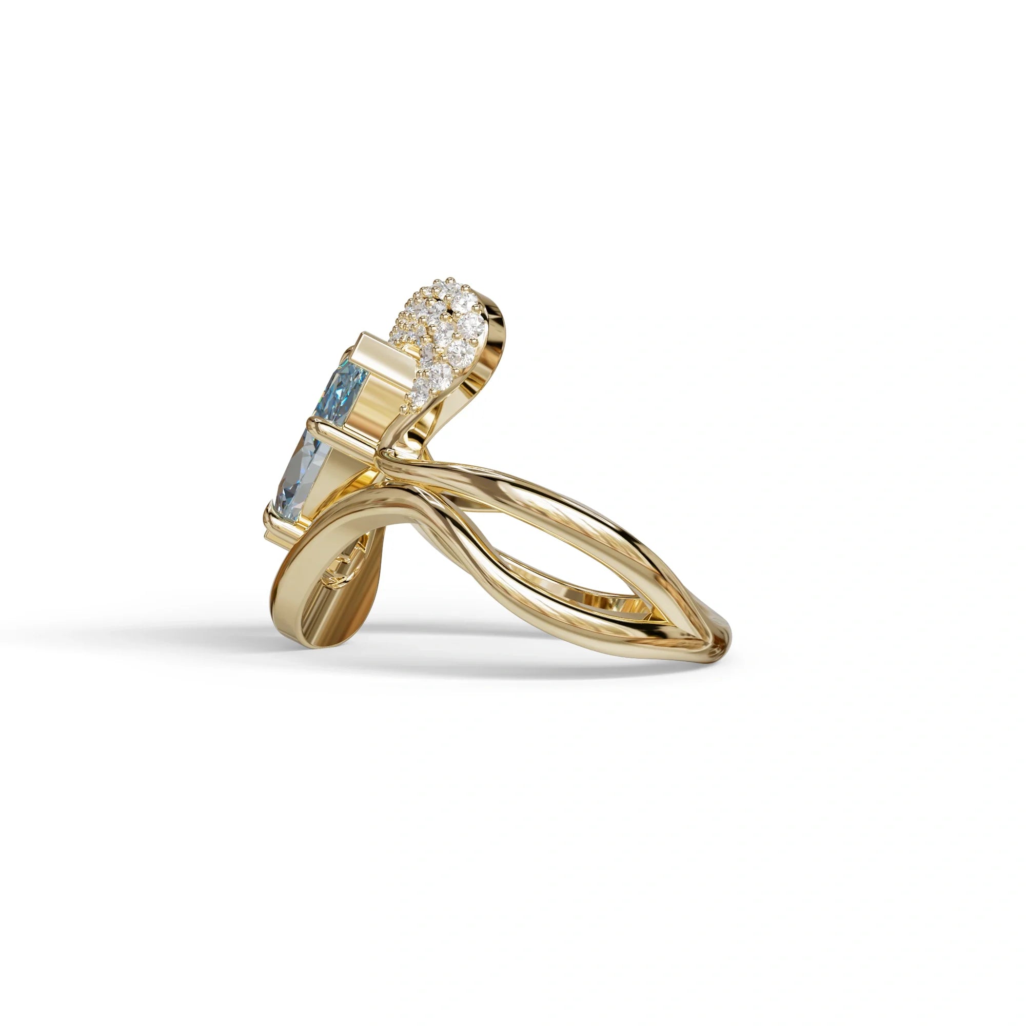 3 Carat Marquise Cut Blue Lab Diamond Curve Ring - Myka