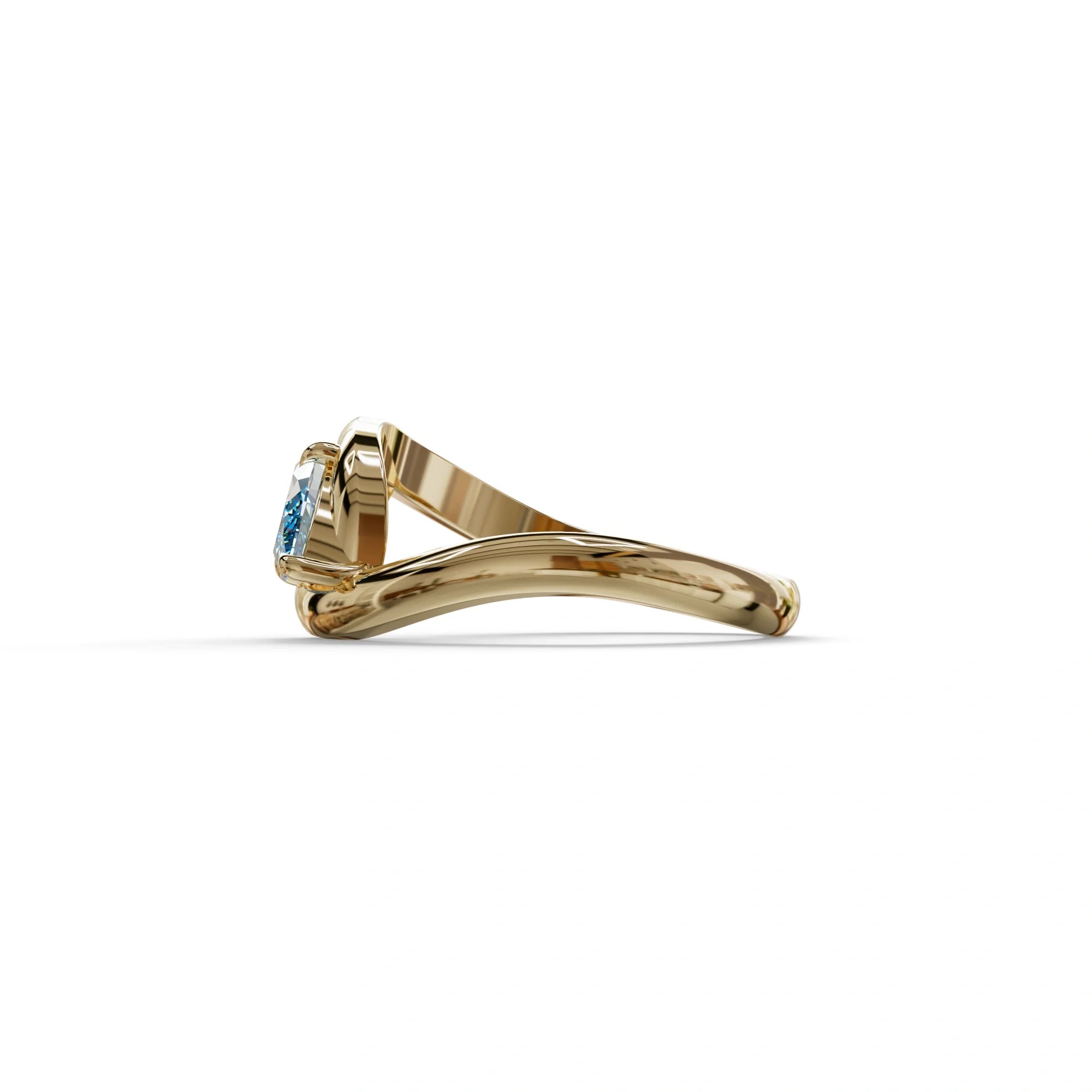 1 Carat Blue Color Marquise Cut Lab Diamond Engagement Ring - Virgo