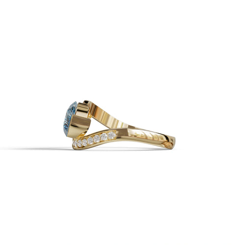1 Carat Blue Pear Cut Unique Lab Grown Diamond Ring - Capricorn