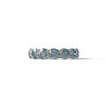 Blue Round Brilliant Diamond Full Eternity Band in 18k Yellow Gold – Scalloped U-Prong Setting - 10K Solid Gold