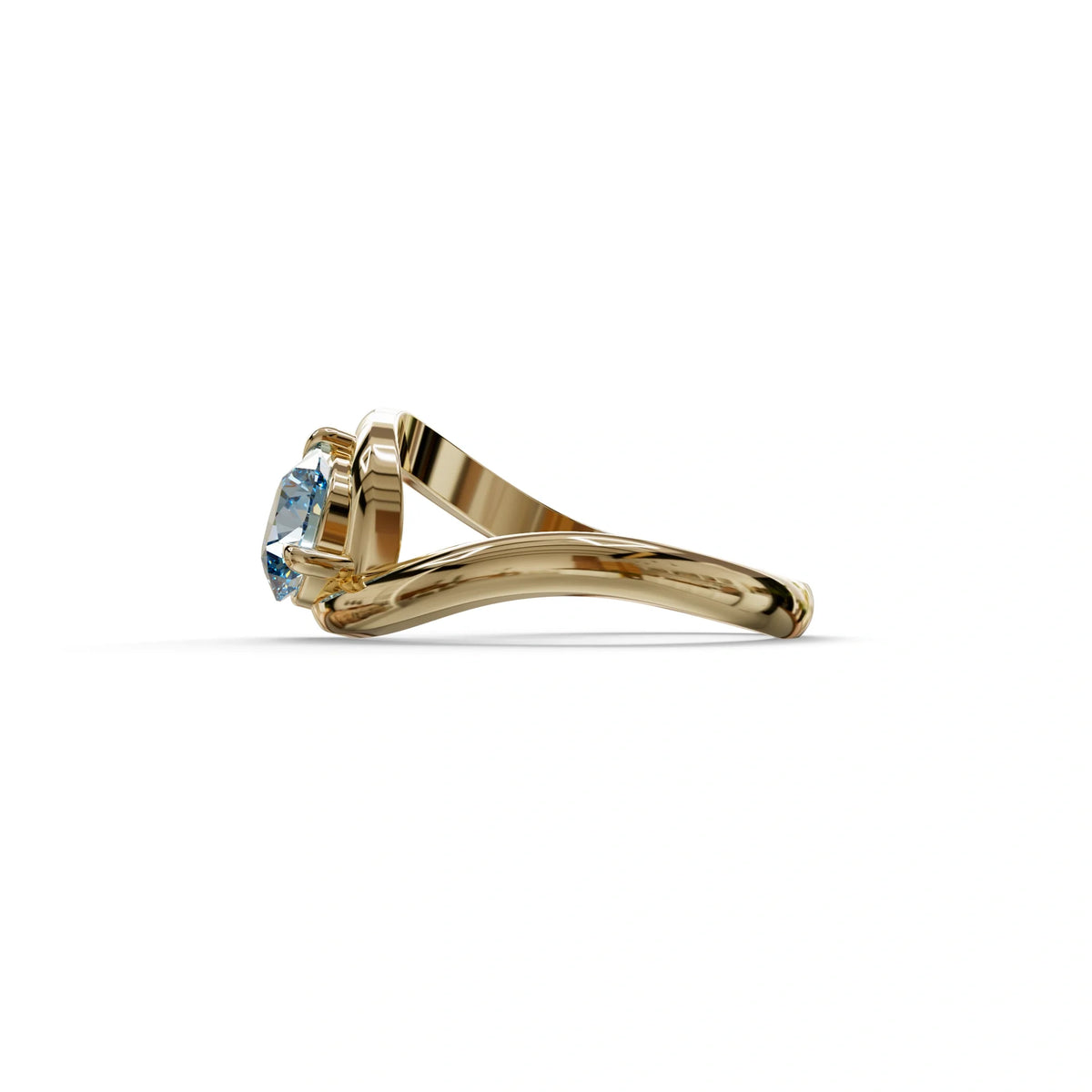 1.5 Carat Blue Round Cut Solitaire Lab Diamond Ring - Tauras
