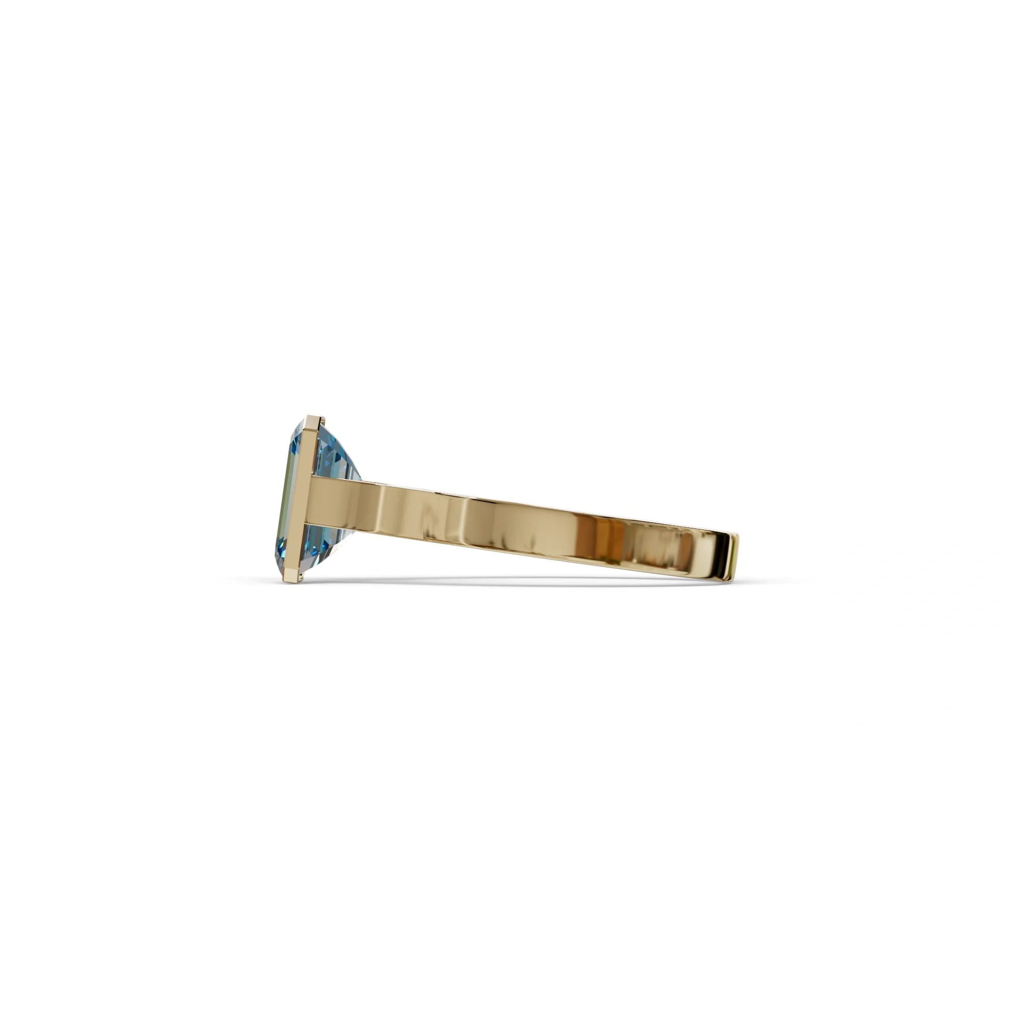 3 Carat Fancy Vivid Blue Emerald cut bezel Setting Ring - Zelora