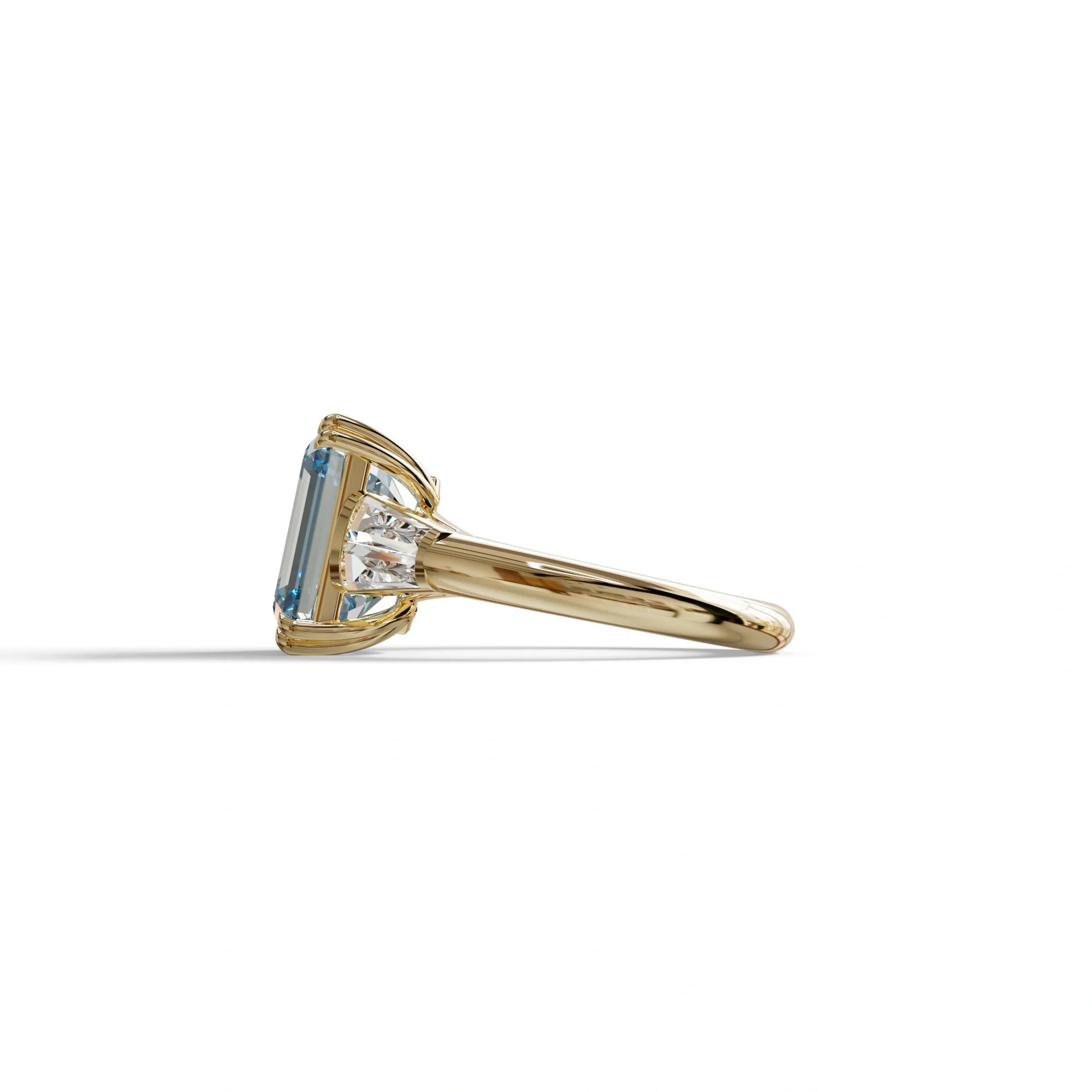 3 Carat Blue Emerald & Baguette Cut Multi Stone Lab Diamond Ring - Lami