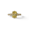 Yellow Oval Cut Cluster-Vintage Setting Lab Grown Diamond Ring - Celeste Arc - 2 Carat / 10K Solid Gold / Yellow Gold