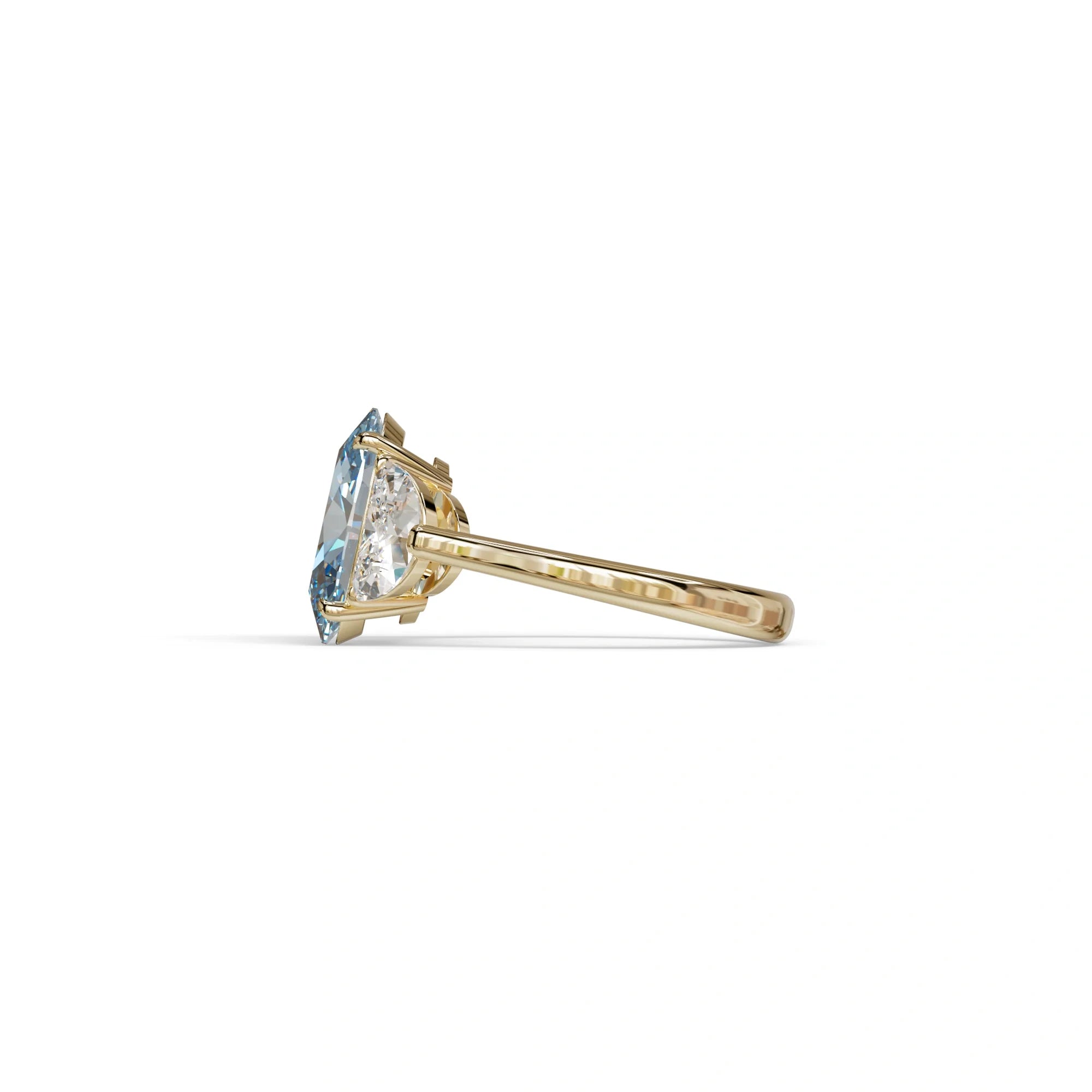 3 Carat Blue Lab Grown Diamond Engagement Ring · Oval Cut Three Stone | Constellation - view 4