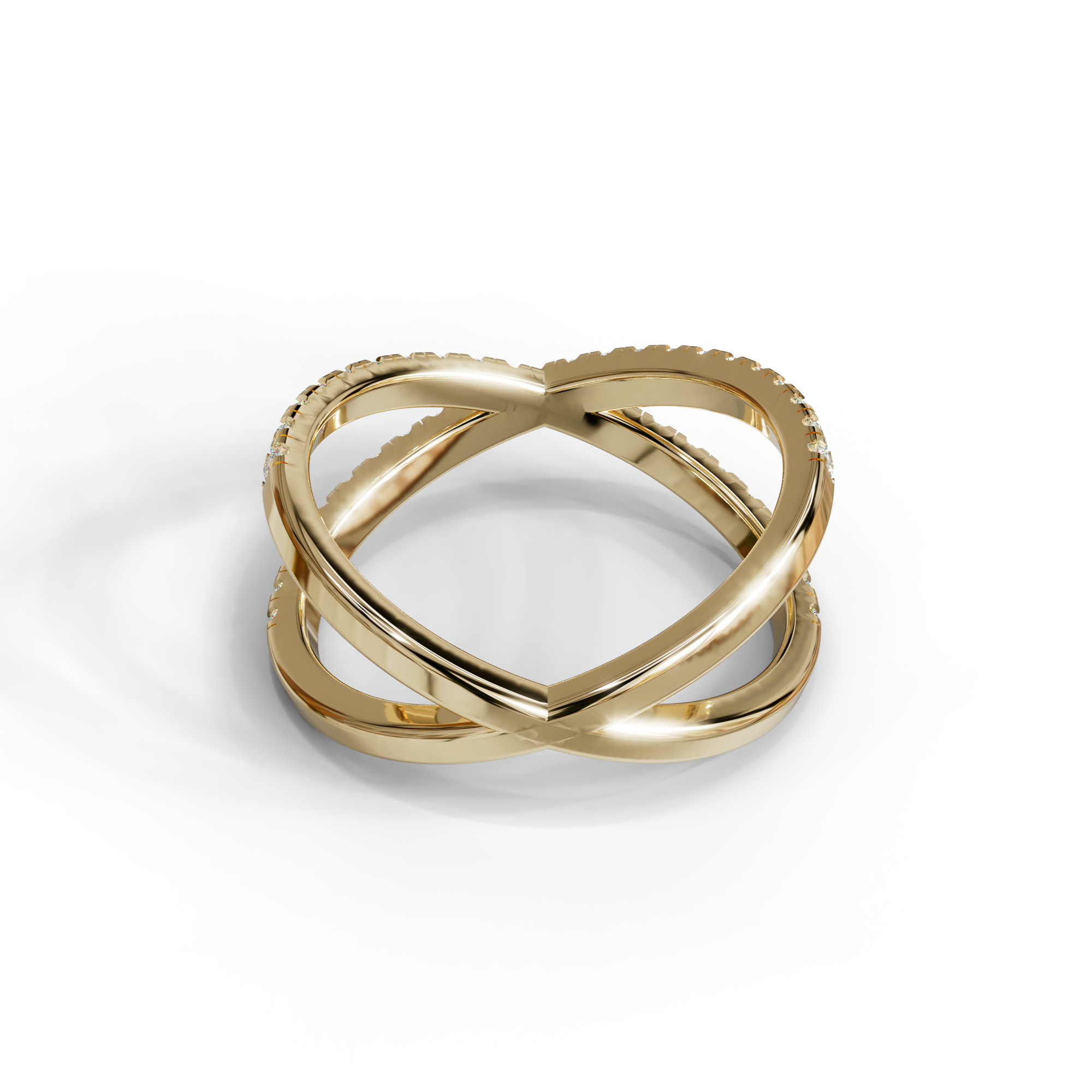 E-VVS Round Lab Grown Diamond Criss-Cross Wedding Band
