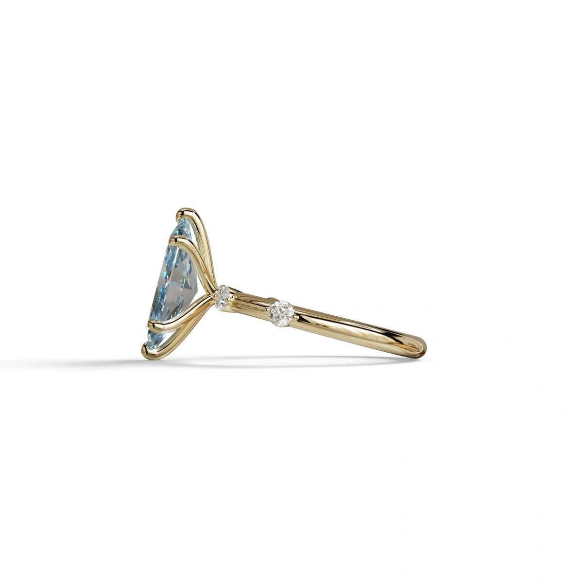 2.5 Ct Fancy Vivid Blue Marquise Cut Lab Diamond In Space-Chanel Setting Ring - Nimi
