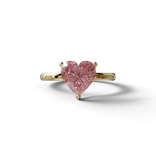 Fancy Pink Heart Cut Solitaire Lab Grown Diamond Engagement Ring - Mellow