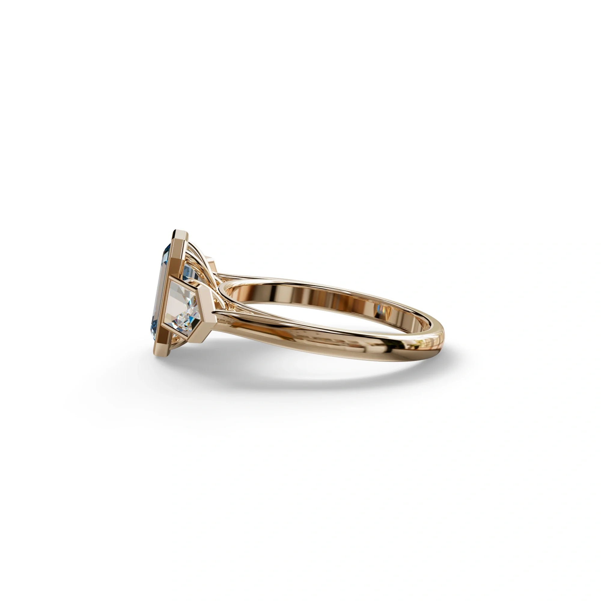 3 Ct Fancy Vivid Blue Emerald Cut Lab Diamond Ring - Lumons