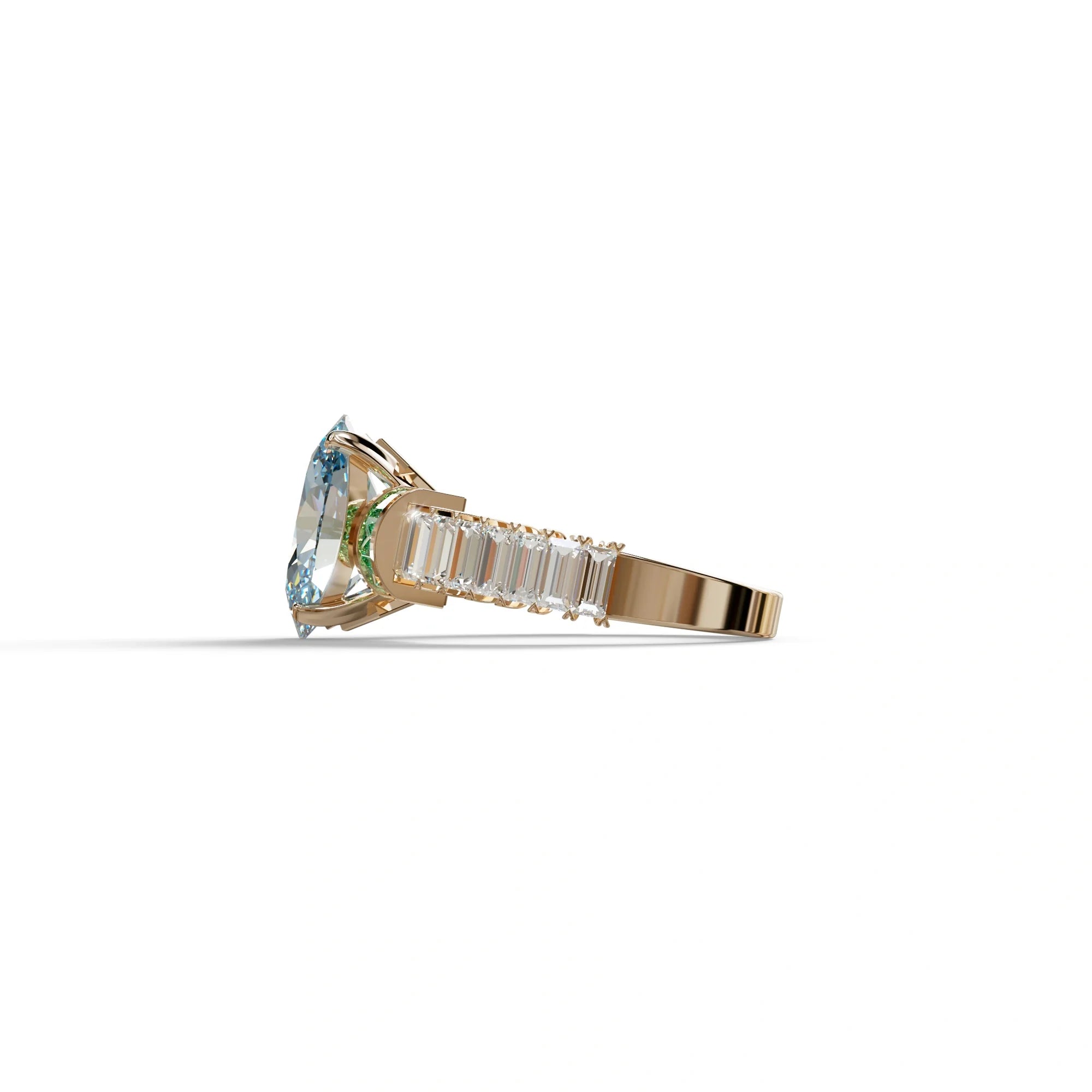 3 Carat Fancy Blue Oval Cut Lab-Grown Diamond Wedding Ring – Bellora