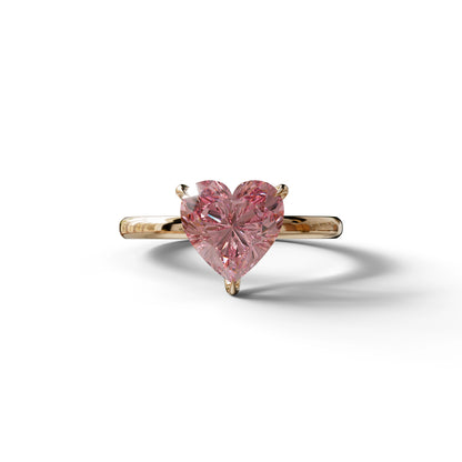 Fancy Pink Heart Cut Solitaire Lab Grown Diamond Engagement Ring - Mellow