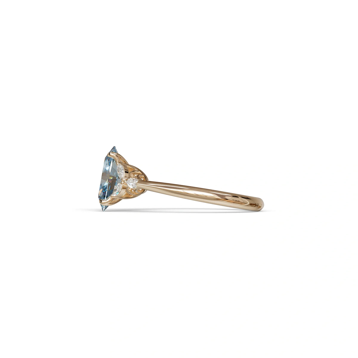 2.5 Carat Blue Lab Grown Diamond Engagement Ring · Oval Cut Nature-Inspired | Halcyon - view 5