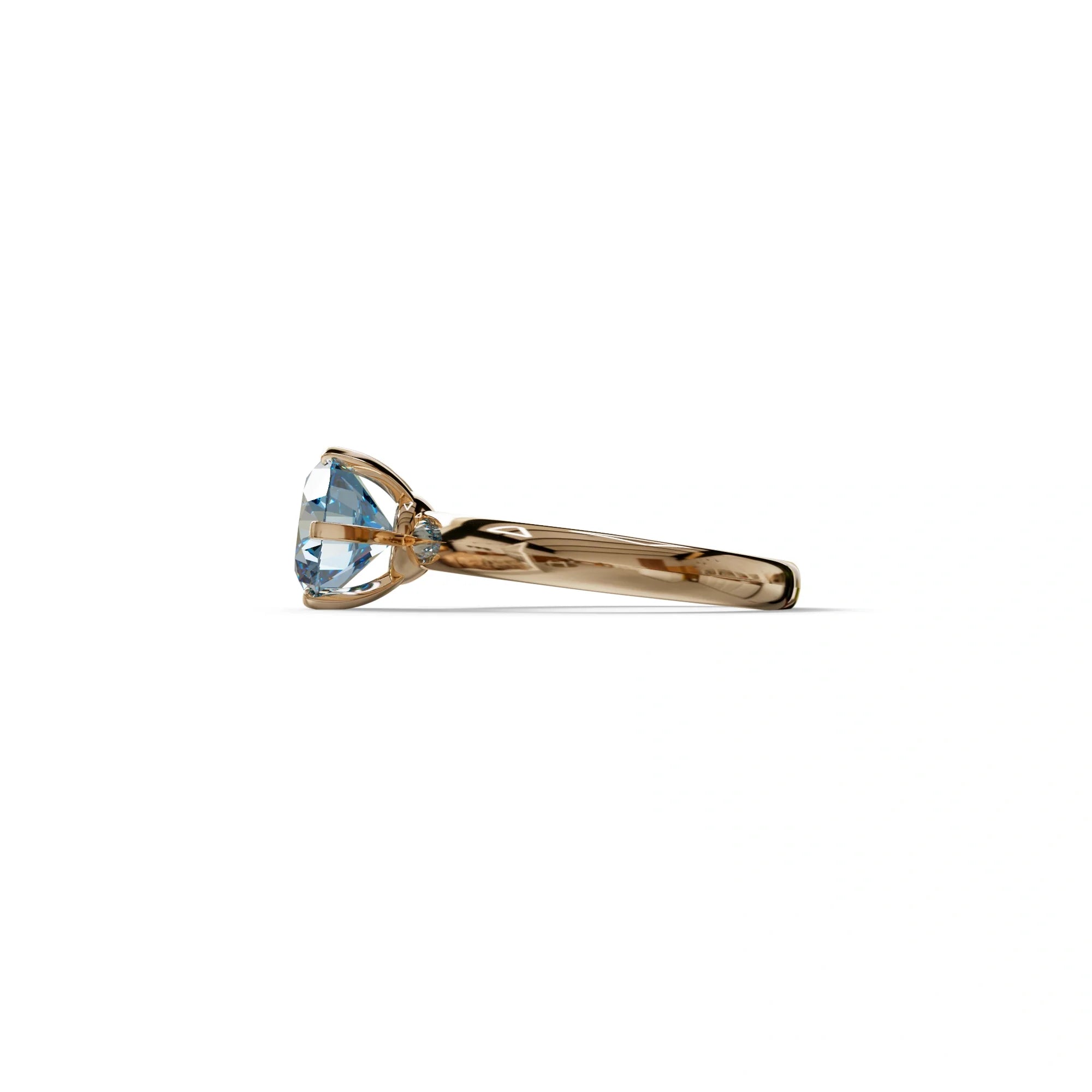 2 Carat Blue Round Cut Solitaire Lab Diamond Ring - Fury