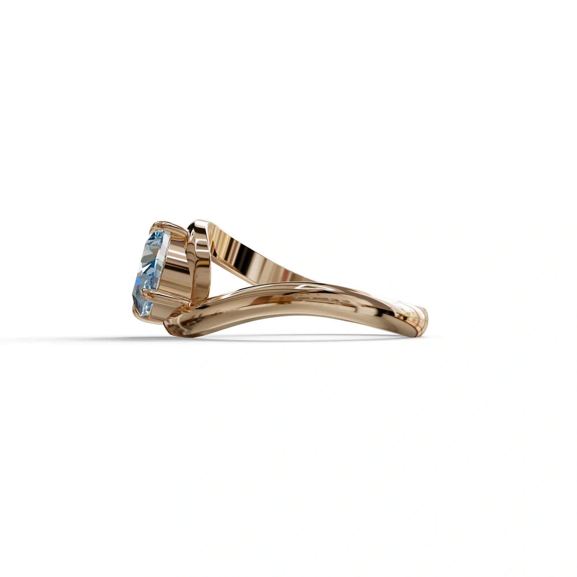 2 Carat Fancy Vivid Blue Oval Cut Lab Diamond Ring - Estella