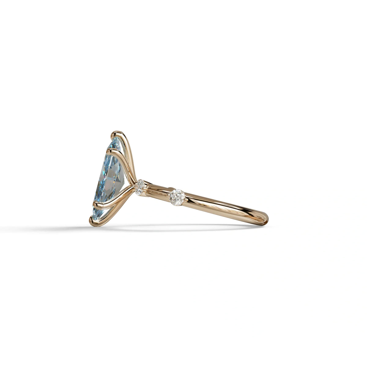 2.5 Ct Fancy Vivid Blue Marquise Cut Lab Diamond In Space-Chanel Setting Ring - Nimi