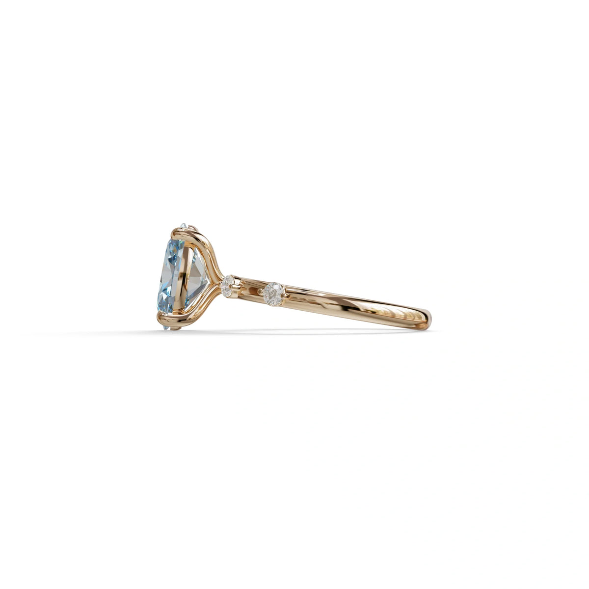 2 Ct Blue Oval Cut Lab Diamond In Space-Chanel Setting Ring - Celestial