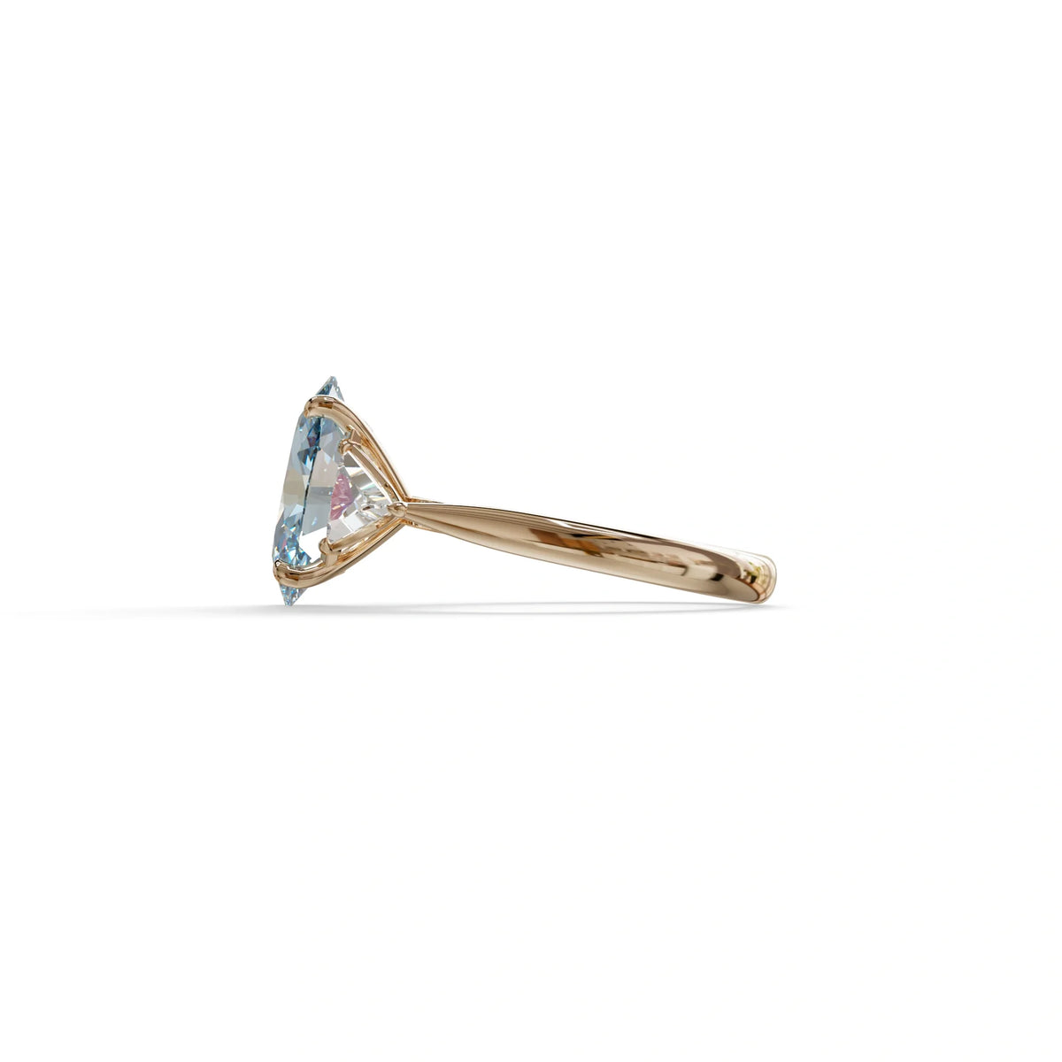 3Ct Blue Oval Cut Lab Grown Diamond Three Stone Engagement Ring - Myza