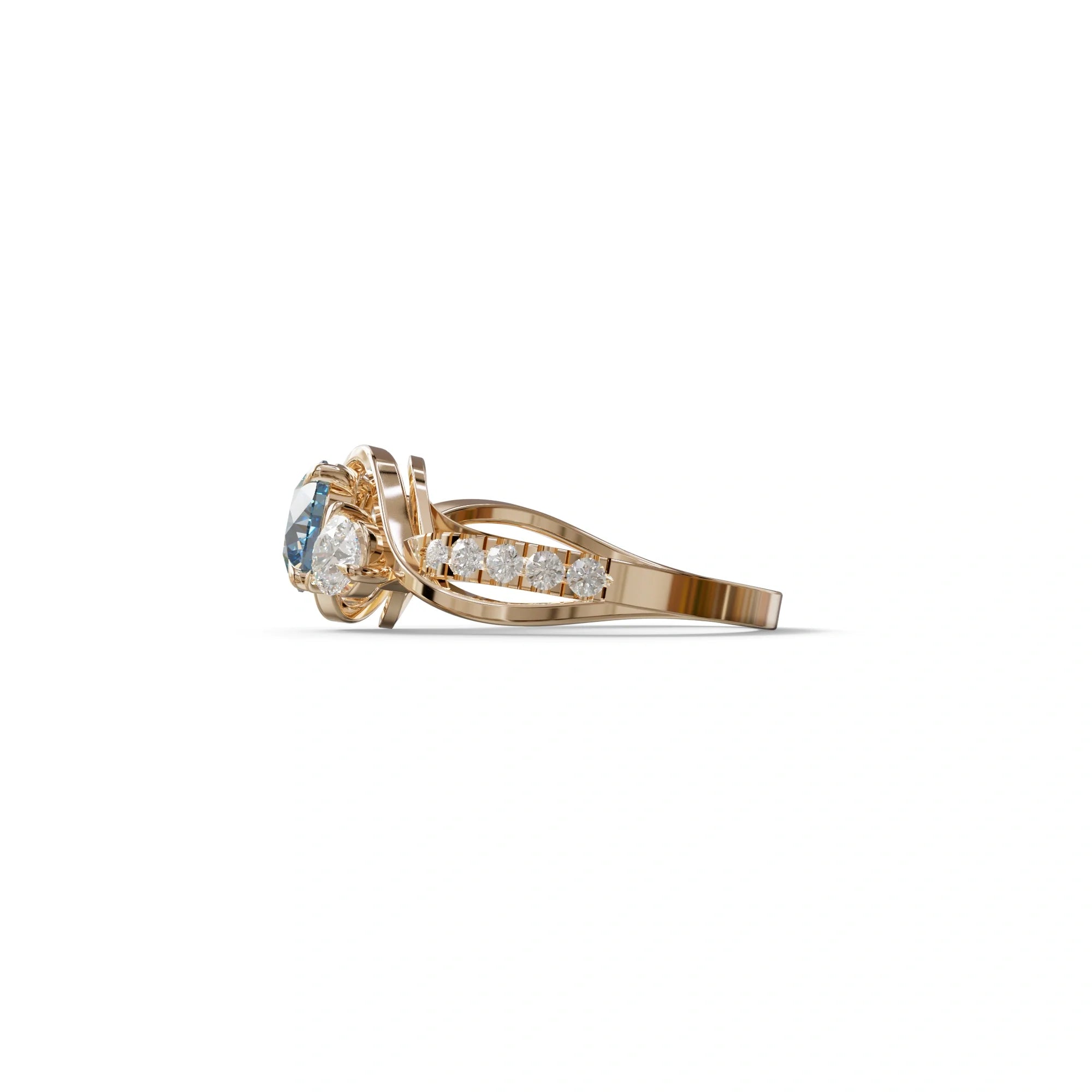 2 Carat Blue Lab Grown Diamond Round Engagement Ring - Giverny