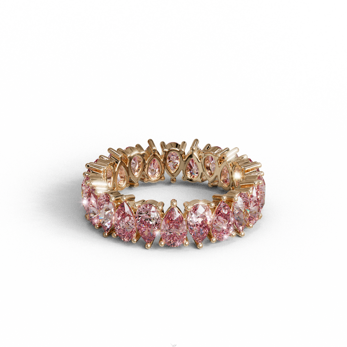 Pink Pear Diamond Full Eternity Band - Stackable Ring