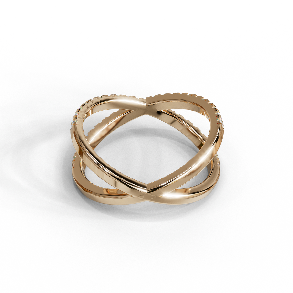 E-VVS Round Lab Grown Diamond Criss-Cross Wedding Band