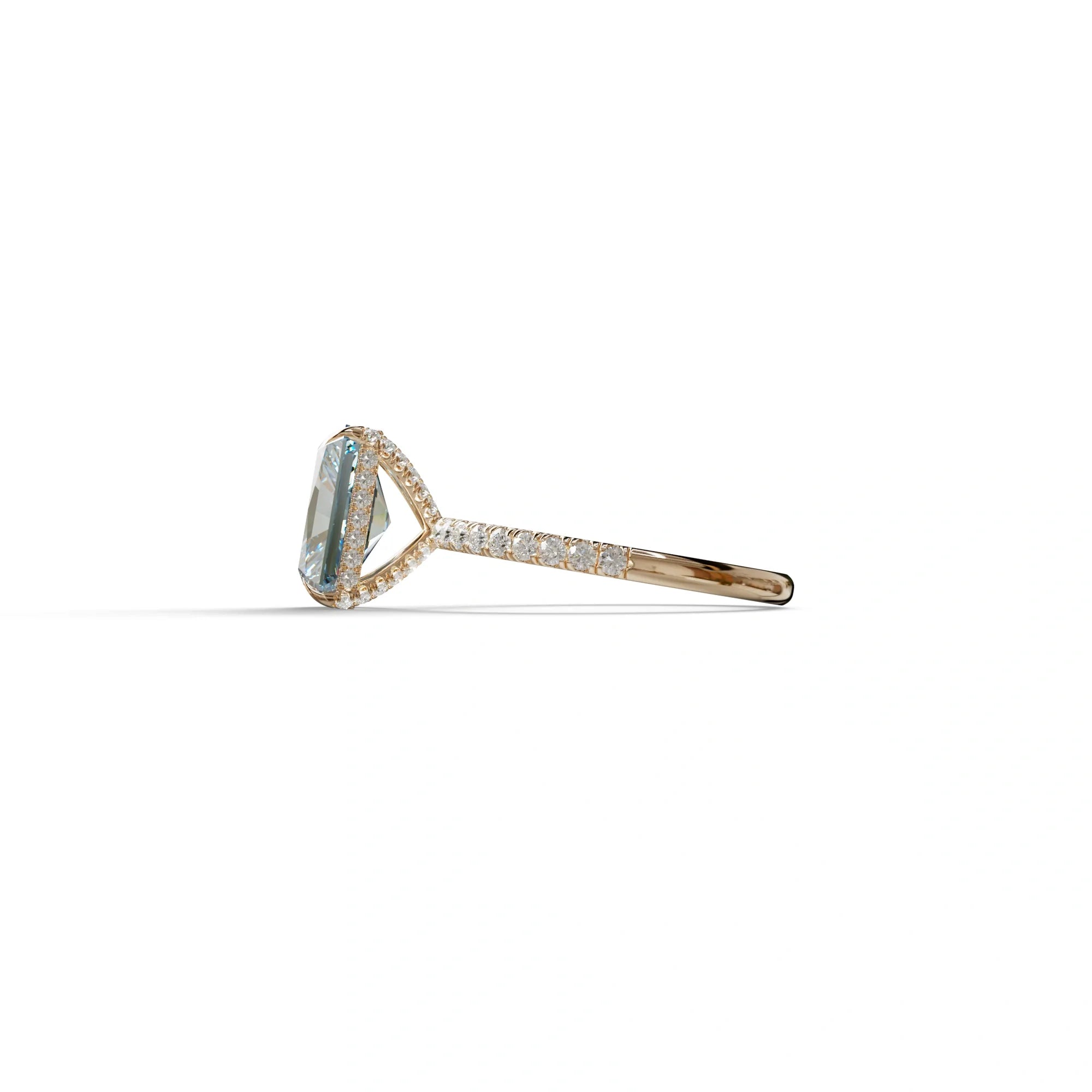 3 Ct Radiant Cut Blue Color Lab Diamond Ring - Monica