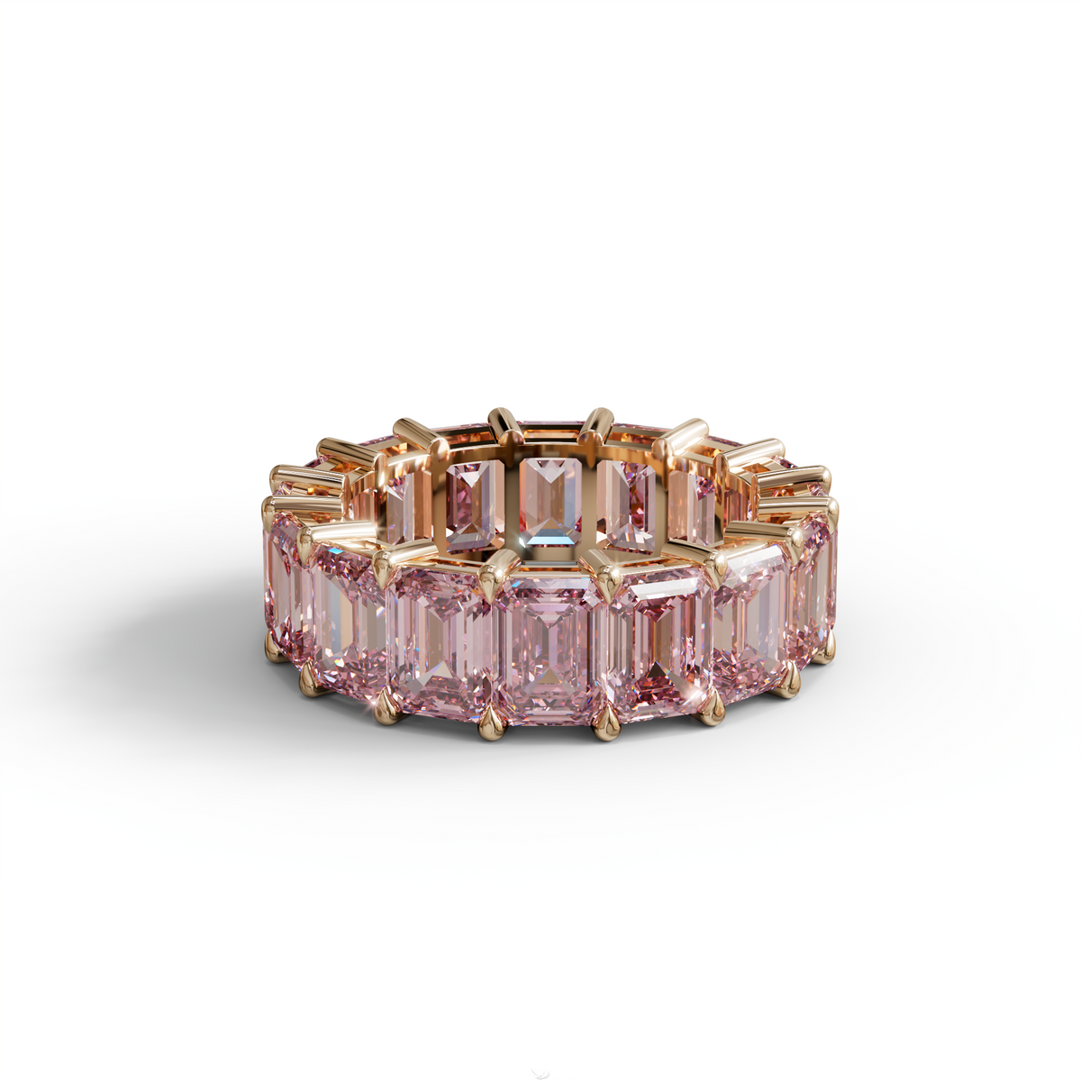 Lab‑Grown Pink Emerald‑Cut Diamond Band – Classic Full‑Eternity Style