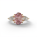 3 Carat Fancy Pink Oval & Pear Cut Three Stone Lab Diamond Ring – 10K 14K 18K Gold - 10K Solid Gold / Rose Gold