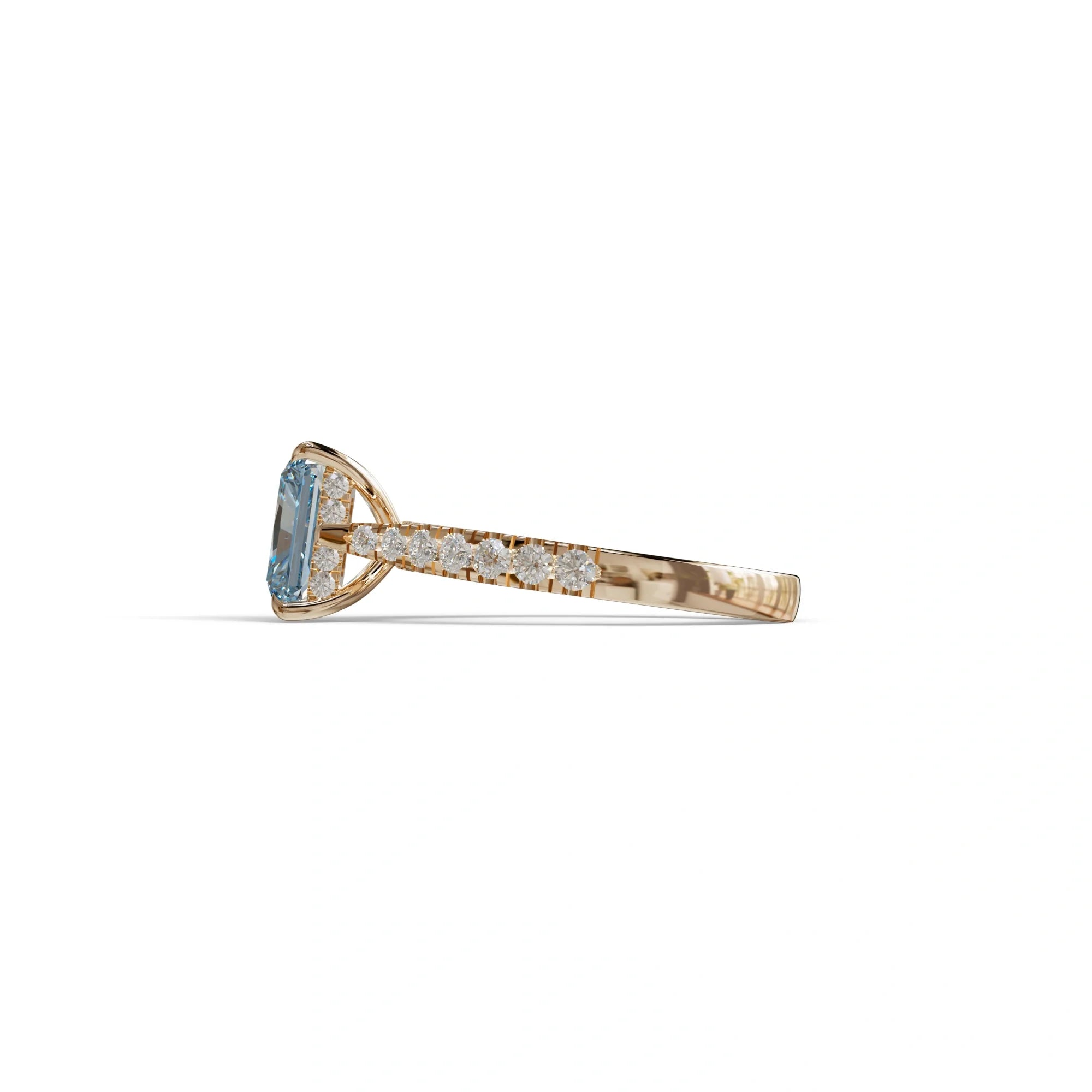 2 Carat Blue Radiant Cut Halo & Pave Lab Grown Diamond Ring- Asphalt