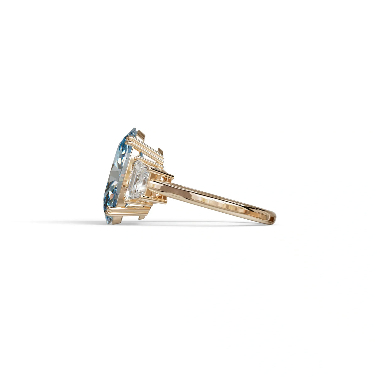 5 Carat Blue Lab Grown Diamond Engagement Ring · Oval Cut Three Stone | Solstice - view 5