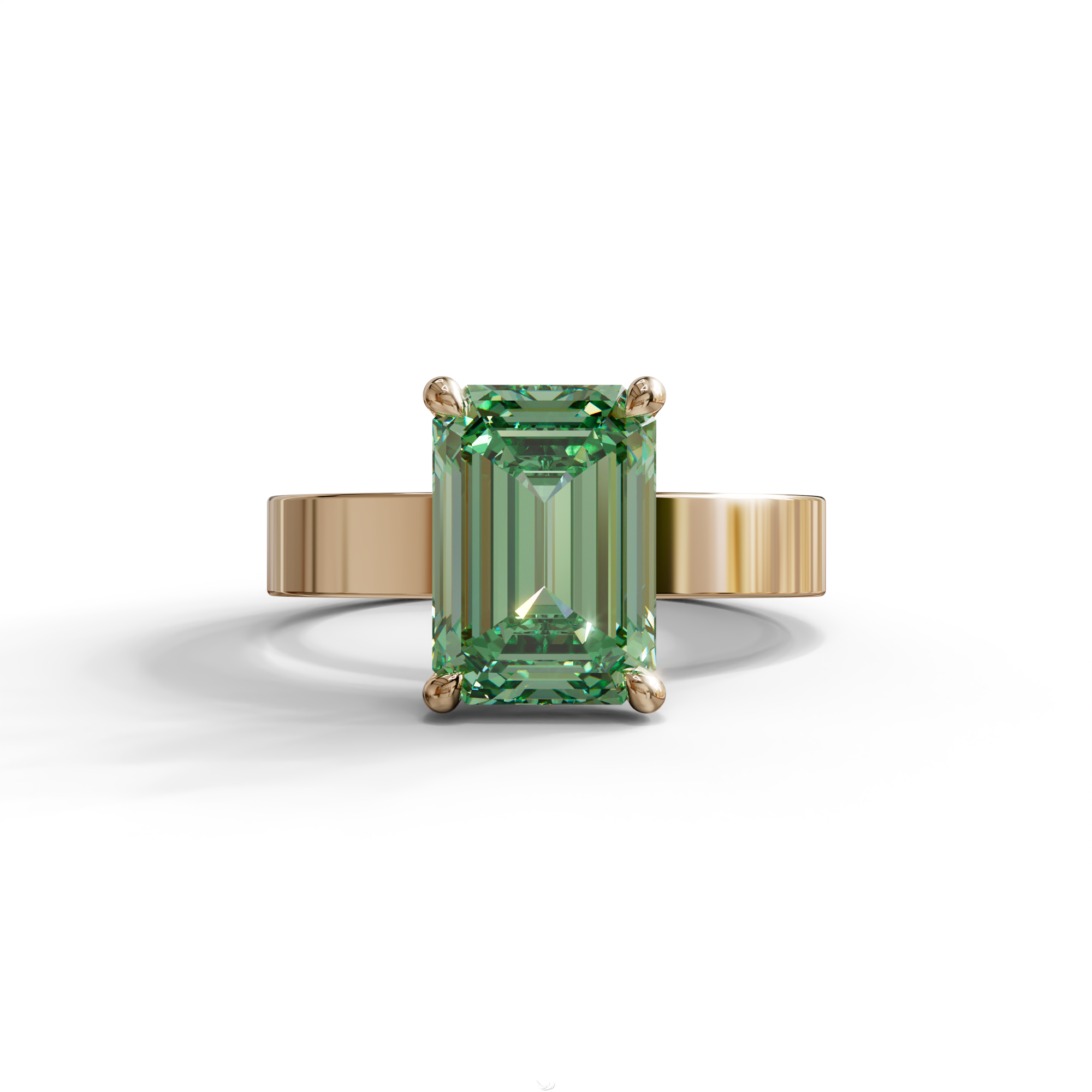 3 Carat Green Emerald Lab Grown Diamond Solitaire Engagement Ring - Zulu - 10K Solid Gold / Rose Gold