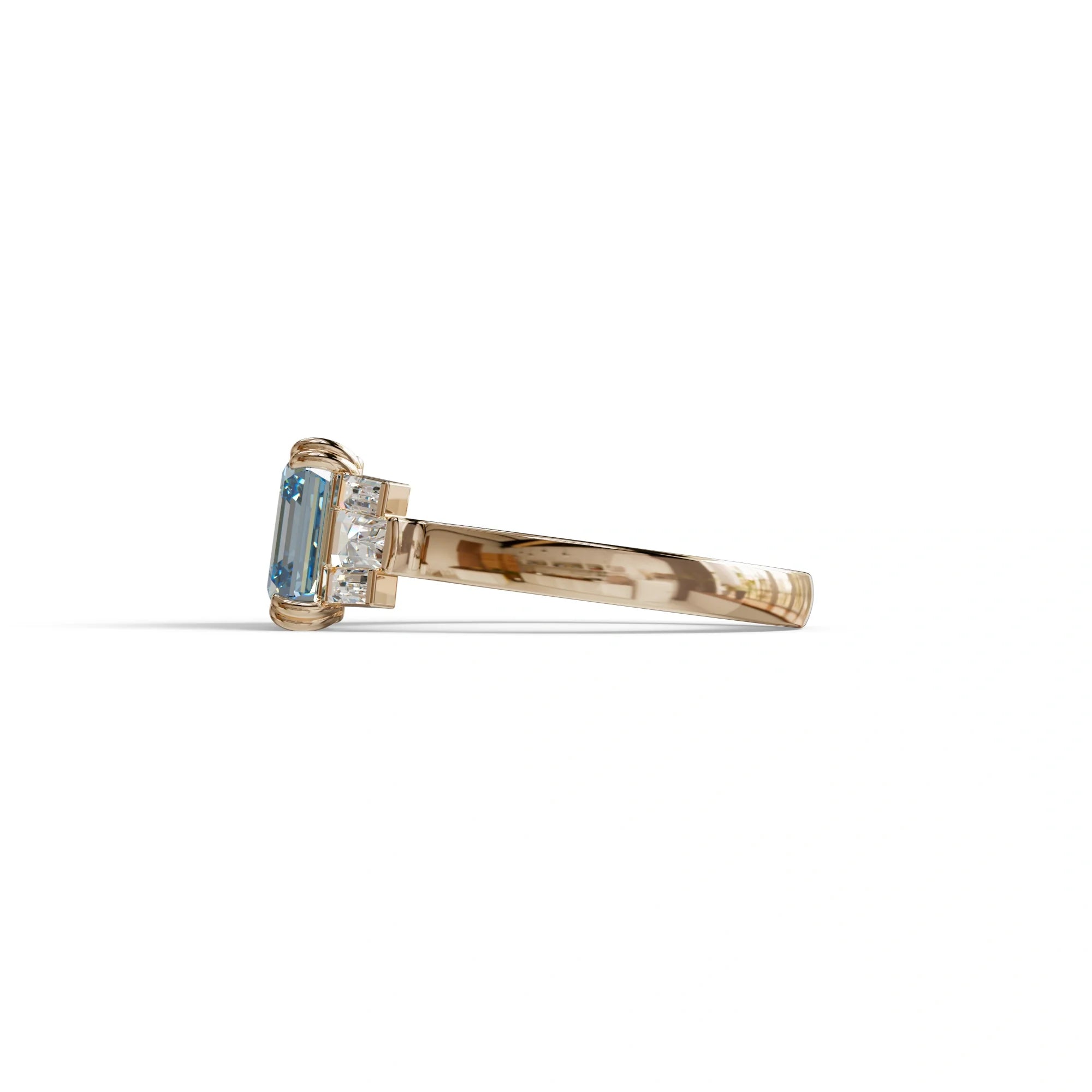 3 Ct Blue Asscher Cut Lab Diamond Double Claw Prong Setting Ring - Celestial
