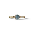 Blue Round Pave Set Minimalist Engagement Ring - Nova Signature - 1.5 Carat / 10K Solid Gold / Yellow Gold