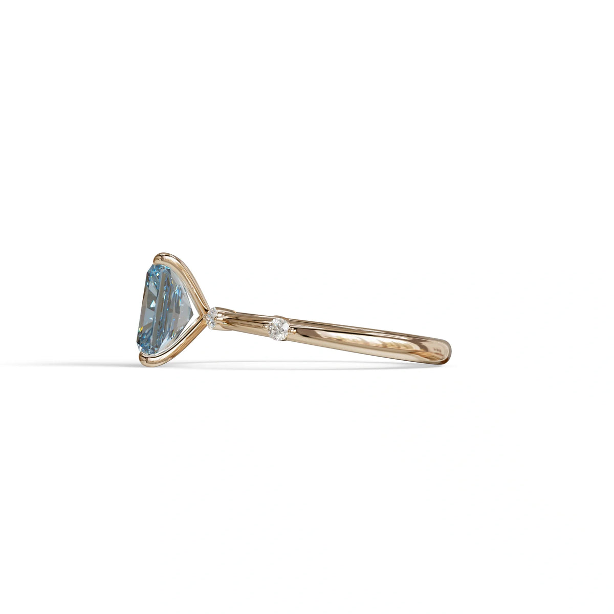 2 Ct Fancy Vivid Blue Radiant Cut Lab Grown Diamond Engagement Ring | Space-Chanel Setting - Elaria