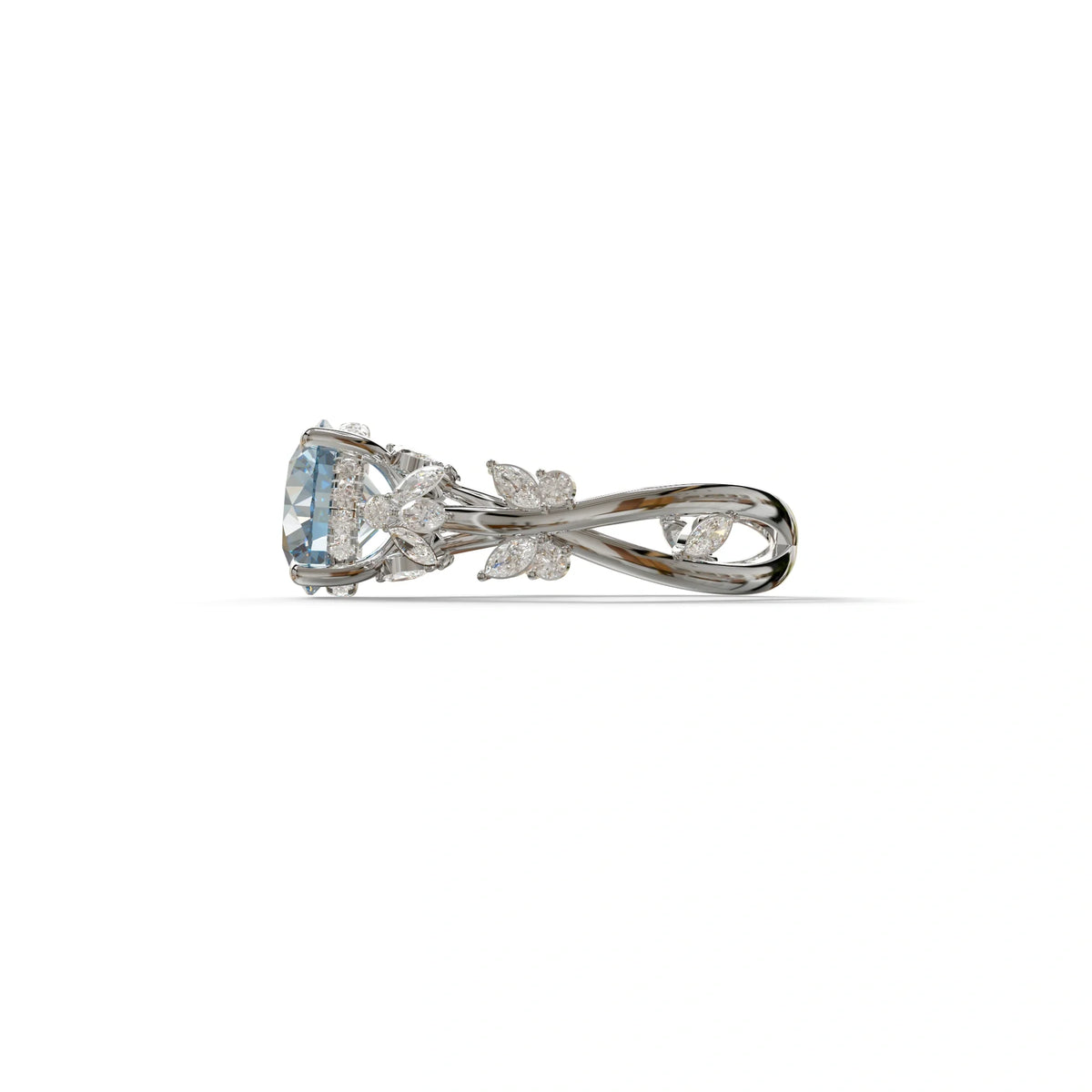 Natural Inspired 3 Carat Blue Round Cut Lab Diamond Engagement Ring - Catalina